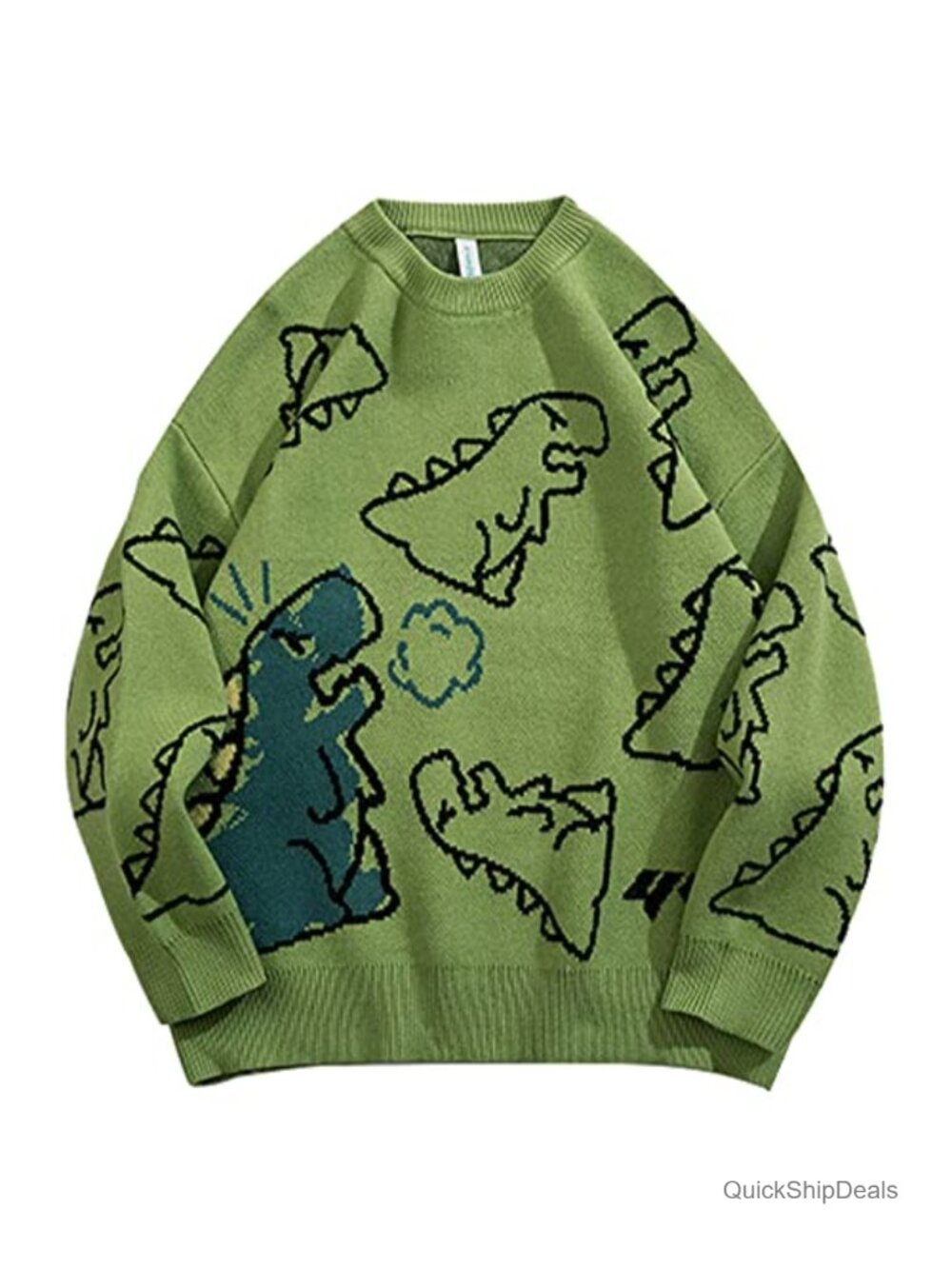 Oversized Vintage Graphic Knit Pullover Sweater Crewneck Long Sleeve Casual
